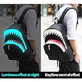 MCWTH Shark Backpacks for Teen Boys, Cool Kids Backpack for School Bookbags (Glow) Large