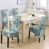 Stretch Dining Chair Covers, XL/Oversized Removable Washable Soft Spandex High Back Large Chair Cover Slipcover for Dining Room Kitchen Hotel Table Banquet (4 Per Set, YZQ)