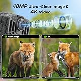 DEATTI Trail Camera 48MP 4K Game Camera with 8 Batteries 32G SD Card,WiFi Bluetooth Connection,Trail Cameras with Night Vison Motion Activated Waterproof for Wildlife Deer Outdoor 0.1s Trigger Time