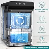 Gevi Household V2.0 Countertop Gemi Nugget Ice Maker | Self-Cleaning Pellet Ice Machine | Open and Pour Water Refill | Stainless Steel Housing | Fit Under Wall Cabinet | Black