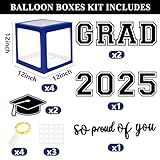 DAZONGE Navy Blue Graduation Decorations 2025 - Set of 4 Graduation Balloon Boxes with 139pcs Balloon Arch Garland Kit & 4 Lighted Strings - So Proud of You 2025 Graduation Decorations