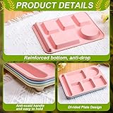 Pinkunn 8 Pcs Large 14 Inch Wheat Straw Divided Plates Unbreakable Divided Plates Dinnerware Set Microwave Dishwasher Lunch Tray Lightweight Plates(Multicolor)