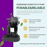 Rainbro 1/2 HP Thermoplastic Submersible Sump Pump With Vertical Float Switch, Utility Pump, Model# PSU051V