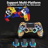 2 Pack Wireless Controller for PS4, Game Remote Controller for PS4/Slim/Pro/PC with Dual Vibration/6-Axis Gyro/3.5mm Audio Jack/Touch Pad/2 x Cable/1000mAh Battery