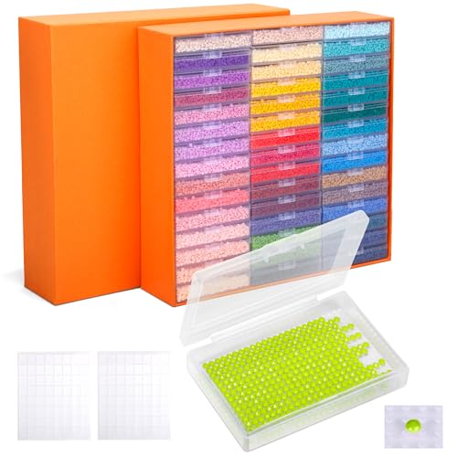PP OPOUNT 45 PCS Diamond Art Storage, Diamond Art Trays with Lids, 2-IN-1 Diamond Painting Accessories For Diamond Storage & Line-Up, Convex Point Bottom Design for Efficient Crafting, Box Package
