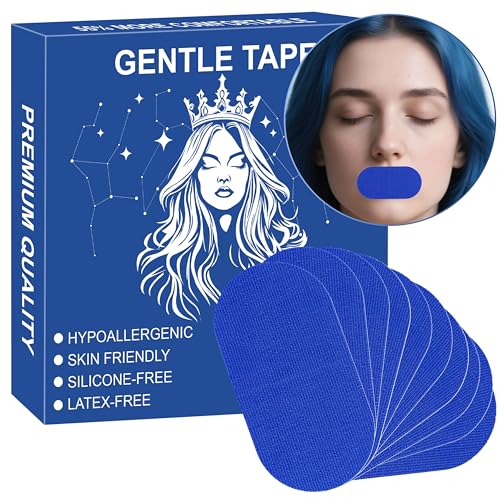 Mouth Tape for Sleeping - 32 Pack Blue Anti-Snoring Strips for Improved Nose Breathing and Snore Reduction,Gentle Transparent Tape Strips, Pain-Free Removal and Hypoallergic Tape