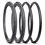 YUNSCM 2-Pcs 29" Mountain Bike Tires 29 x 2.10/54-622 and 29" Heacy Duty Bike Tubes Schrader Valve with 2 Rim Strips Compatible with 29x2.0 29 x 2.10 29x2.125 Bike Bicycle Tires and Tubes (Y-1089)