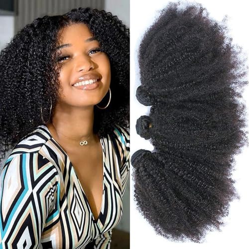 Mongolian Afro Kinky Curly Human Hair Bundles 14 14 14 Inch 4B 4C Curly Hair Weave Virgin Hair Coily Afro Kinkys Bulk Curly Bundle Human Hair Natural Black Color
