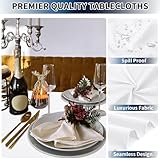 PureFit 6 Pack White Table Cloths 60 x 102 Inch, Stain and Wrinkle Resistant Table Linen for 6 Ft Rectangle Table, Polyester Table Covers for Dining Table, Wedding, Party, Banquet and Camping