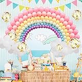 296PCS Rainbow Balloons Arch Garland Kit Macaron 7 Colors Latex Colorful Balloons and Confetti Balloons for Baby Shower Boy Girl Children Kids Birthday Gender Reveal Party Wedding Decorations