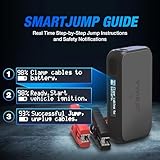 Type S 1000A Car Battery Jump Starter Power Bank Portable, 12V 6.0L Gas 3.0L Diesel, LCD Display, Battery Jump Box, 8000mAh, Qi Wireless Charging, LED Flashlight, USB-C USB-A, UL Listed - Black