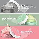 Ashlyn 3 PCS Clay Mask Set, Green Tea Clay Facial Mask, Rose Face Masks Skincare, Dead Sea Bubble Deep Cleanse Mask, Organic Facial Masks for Women, Face Mask Skin Care Set Gifts for Girls Teens