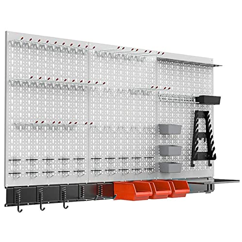 TORACK 109Pcs Pegboard Wall Organizer 4 ft. Garage Metal Pegboard Standard Utility Tool Storage Kit w/Toolboard Hooks & Pegboard Hooks Accessories, Wall Mounted Storage Bins & Shelf