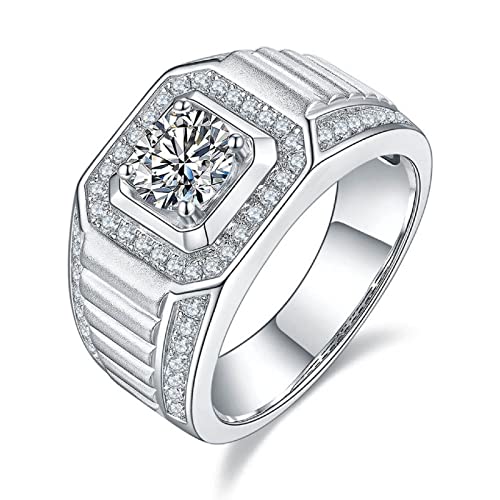 Solid 925 Sterling Silver Jewelry Set with Zircon Men's Simple Sterling Silver Ring High Jewelry Wedding Engagement Rings Size 7-12(10)