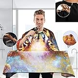 visesunny Tiger Galaxy 3D Print Barber Cape Anti-Static Hair Cutting Cape with Snap Closure Professional Salon Polyester Cape Barber Water-Resistant Hairdressing Cape Adjustable Snap for Hairstylists