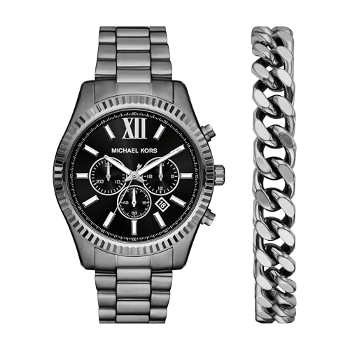 Michael Kors Men's Lexington Chronograph Gunmetal Stainless Steel Watch Set (Model: MK9217SET)