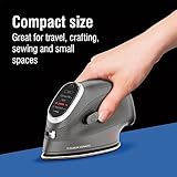 CHI Mini Steam Iron for Clothes, Sewing, Crafting and Travel with Titanium Infused Ceramic Soleplate, 1000 Watts, XL 10’ Cord, 3-Way Auto Shutoff, Portable, Vacation Essentials, Black (13120)