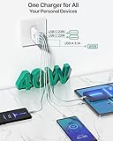 [2-Pack] USB C Wall Charger, 40W Fast USB C Charger Block, 4-Port PD Power Adapter + QC Wall Plug Multiport Type C Charging Block Cube Compatible with iPhone 15 14 13 12 11 Pro Max XR XS 8 7, Samsung