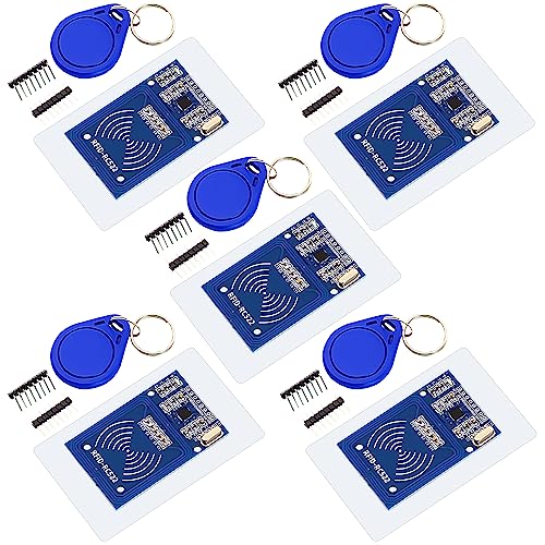 DaFuRui 5Pack RC522 RFID Module RF IC Card Sensor Module with S50 White Card and Key Ring RFID Sensor Compatible for Arduino