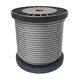 LOZOME Vinyl Coated 100 feet 3/16 inch (5 mm) Cable Wire Rope 304 Stainless Steel 7x19 Standard 1/4" PVC Coating for Decking Railings Outdoor, Garden, Kitchen, Home, Art, Craft