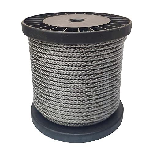 LOZOME Vinyl Coated 100 feet 3/16 inch (5 mm) Cable Wire Rope 304 Stainless Steel 7x19 Standard 1/4" PVC Coating for Decking Railings Outdoor, Garden, Kitchen, Home, Art, Craft