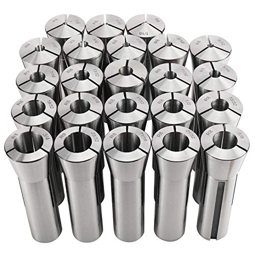 BTSHUB 23pc 1/16-3/4 inches Precision R8 Collets Set Mill Chuck Holder Hardened T.I.R. 0.0006" Lathe