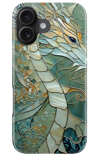 DorisMax for iPhone 16 Case - Wireless Charging Compatible - Dual-Layer Hard Shell + Silicone Cover - Shockproof Protective Phone Case with Stylish Designs for Women - an Abstract Dragon