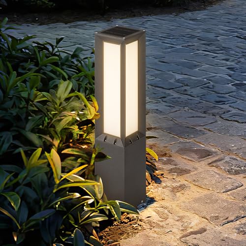 VZVI Solar Pathway Lights Outdoor, 32'' Landscape Path Light Modern Bollard Lights IP65 Waterproof Floor Lamp Aluminum 3000K LED Walkway Lighting for Lawn Patio Courtyard Garden Driveway Decoration