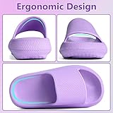 KOUECI Kids Cloud Slides Girls Shower Slippers Slip on Slide Sandals Non-slip Summer Beach Pool Shoes(Purple,13 Little Kids)