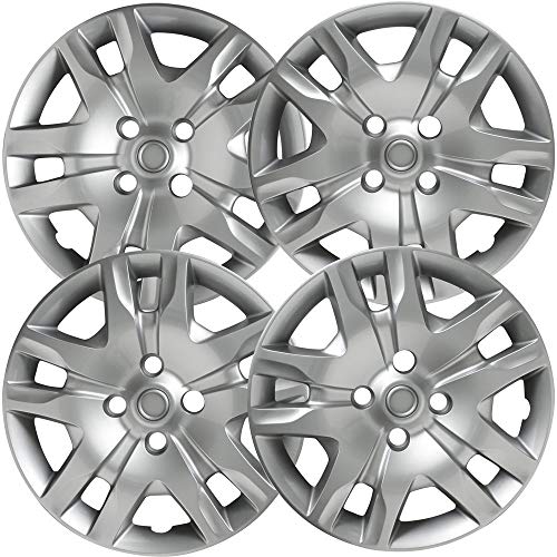 OxGord 16 inch Silver Bolt-On Hubcaps with 10 Spoke Compatible with 2010-2012 Nissan Sentra Standard Steel Wheel Covers