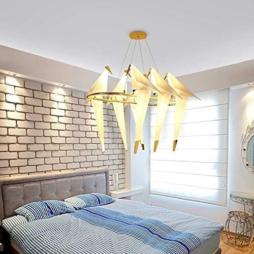 Bird Paper Chandelier Compatible with Kitchen Dining Room Living Room Origami Metal Paper Hanging Lamp Lustre Avize Modern Salon Chandelier ，Chandeliers(6 Light a)