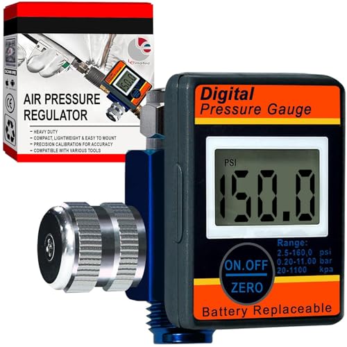 LE LEMATEC Digital Air Pressure Regulator with LED Display Gauge, ¼ NPT Valve for Air Compressor, Tire Inflation, HVLP Spray Paint Gun, & Professional Air Tools, Compact & Heavy-Duty. DAR01B