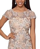 Xscape Short Sleeve Embroidered Lace Dress Rose Gold 6