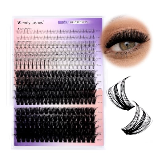 Lash Clusters With Bottom Lashes 356PCS 60D/80D Multi-types Fluffy Lash Clusters C/D Curl Wispy Individual Lashes Spike Volume Cluster Eyelash Extensions By Wendy Lashes(60/80D-0.07D)