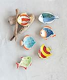 Creative Co-Op Mini Hand-Painted Stoneware Fish Dish (Set of 6 Styles)