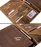 Leather Business Portfolio by Rustic Town | A4 Conference Folder Gift for Men & Women | Handmade Durable Leather Padfolio 3 + 1 Sleeves for Documents and Notepad