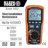 Klein Tools ET600 Multimeter, Megohmmeter Insulation Tester, 4000 Ohms Resistance, 125V/250V/500V/1000V, Auto-Ranging TRMS Multimeter