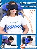 SARISUN Travel Pillows for Airplanes, Neck Pillow with Eye Mask for Sleeping Long Flights, Travel Pillow for Car Road Trip, Car Headrest, FSA HSA Eligible Approved Travel Accessories, Black