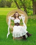 NSPSTT Victorian Dress Renaissance Costume Women Gothic Witch Dress Medieval Wedding Dress(L/XL, White)