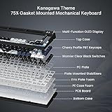 XVX Womier S-K80 75% Keyboard with Color Multimedia Display Mechanical Gaming Keyboard, Wired Hot Swappable Gasket Mount RGB Custom Keyboard, Pre-lubed Stabilizer for Mac/Win, Black Kanagawa