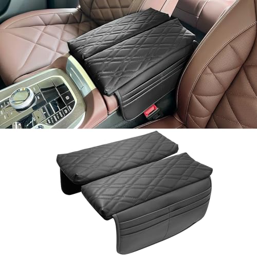 Jaronx Compatible with BMW Center Console Cover w/Storage Pockets X5 2019-2025/X6 2020-2025/X7 2019-2025,Leather Armrest Cover Cushion for BMW X5 G05 X6 G06 X7 G07 Accessories