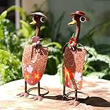 HONGLAND Metal Duck Outdoor Decor, Duck Couple Garden Decor, Shovel Ornaments Duck Garden Statues Farmhouse Patio Balcony Garden Gifts for Women 2 Pack