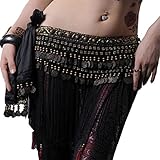 Wuchieal Belly Dance Tribe National Style Belt Tassel Hip Scarfs Velvet Waist Large, Black