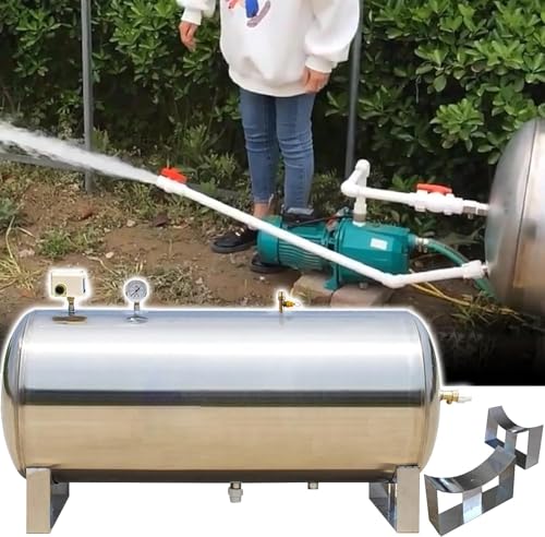 KGBNYSS Water Stainless Steel Storage Tank 26 40 50 65 80 130 Gallon Large Horizontal Well Bladder Tank, Stainless Steel Pressurized Water Tank for Well Water Sprinkler Systems(500L/132Gal(135x75cm/53