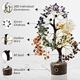 Seven Chakra Healing Crystal Tree Kit with 7 Chakra Bracelet and 2 Pendant Necklace - Gemstones Money Bonsai Tree Decor for Spiritual Good Luck Gift, Birthday Gift for Women, Men, Home, Office