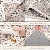 Pauwer Kitchen Rugs Sets of 3 Non Slip Washable Kitchen Mats for Floor Farmhouse Kitchen Floor Mat Runner Rug Boho Kitchen Sink Rug Carpet for Kitchen Hallway Laundry Room, Beige