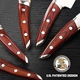 Brewin CHEFILOSOPHI Japanese Chef Knife Set 5 PCS with Elegant Red Pakkawood Handle Ergonomic Design,Professional Ultra Sharp Kitchen Knives for Cooking High Carbon Stainless Steel