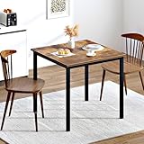 Need Small Square Dining Table- 31-1/2'' Sturdy and Heavy Duty Writing Desk for Small Spaces and Writing Table Desk Breakroom Table, Rustic Brown