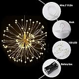 KIKILIVE Firework Lights,10 Pack LED Copper Wire Fireworks Lights Fairy Lights Christmas Hanging Dimmable String 8 Modes Waterproof with Remote Control