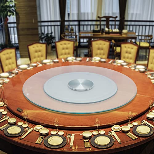 27.56" Round Glass Turntable Manual 360 Degree Rotation Dining Table Turntable Centerpiece Tabletop Rotating Tray Clear Dinng Table Serving Plate (70cm)